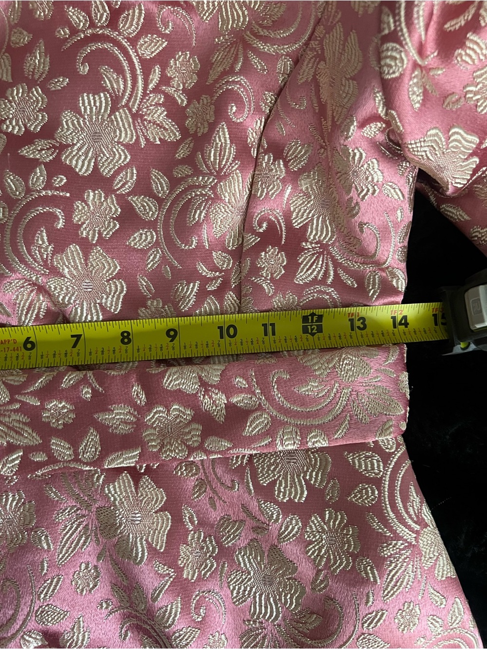 Pink Floral Jacquard Maxi Dress with Statement Sleeves - Picture 9 of 11